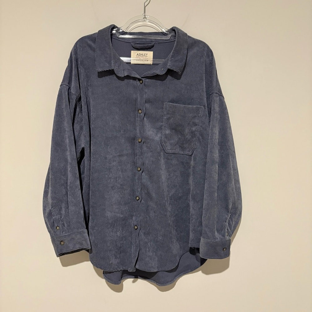 Ashley by 26 international utility corduroy ribbed Shacket jacket blue size‎ XL
